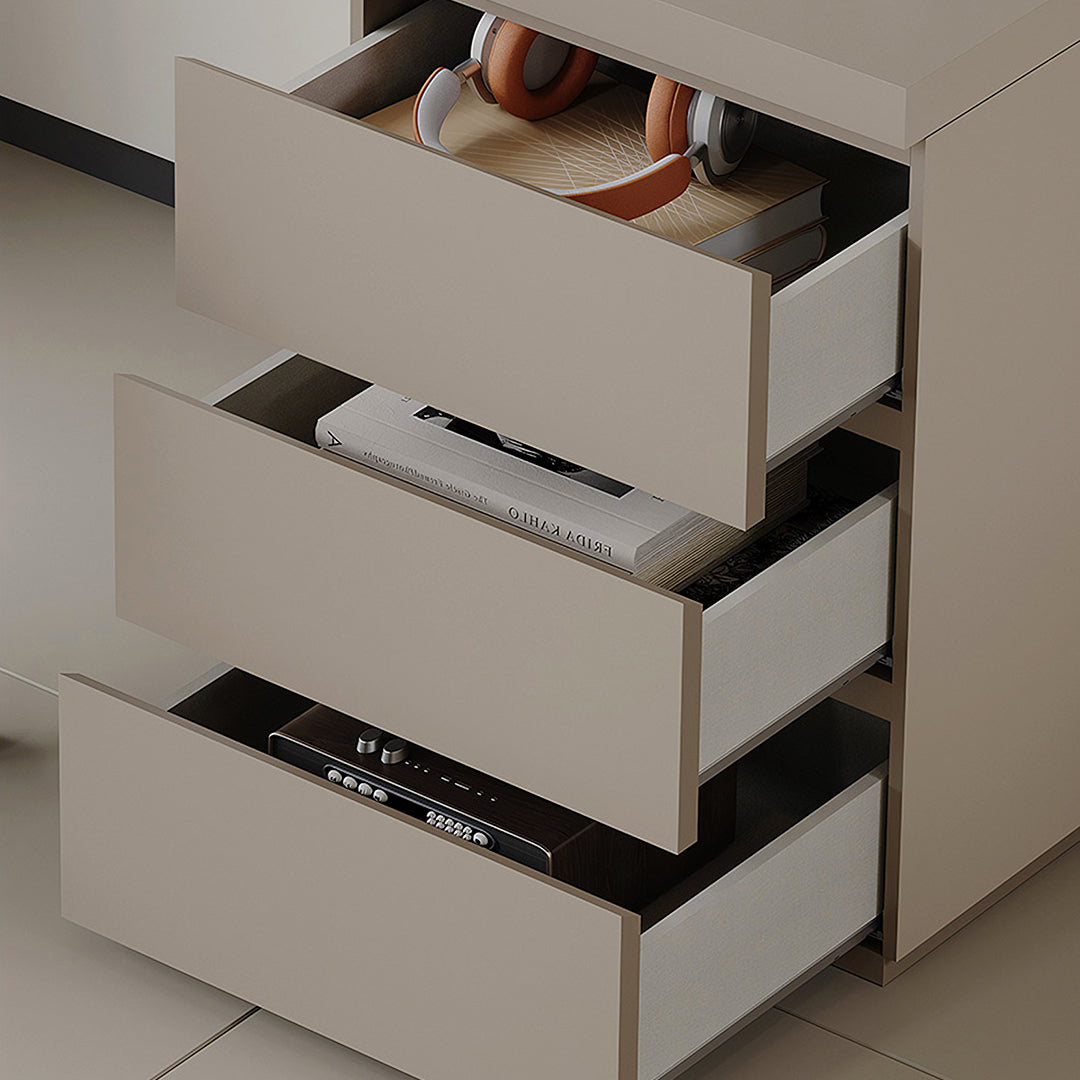 Jamal Office Desk With Storage & Office Chair, Solid Wood