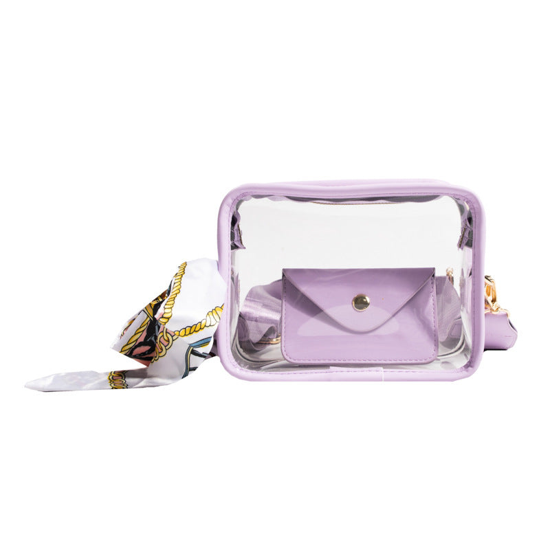 Women's Wide Shoulder Strap PVC Crossbody Transparent Bag