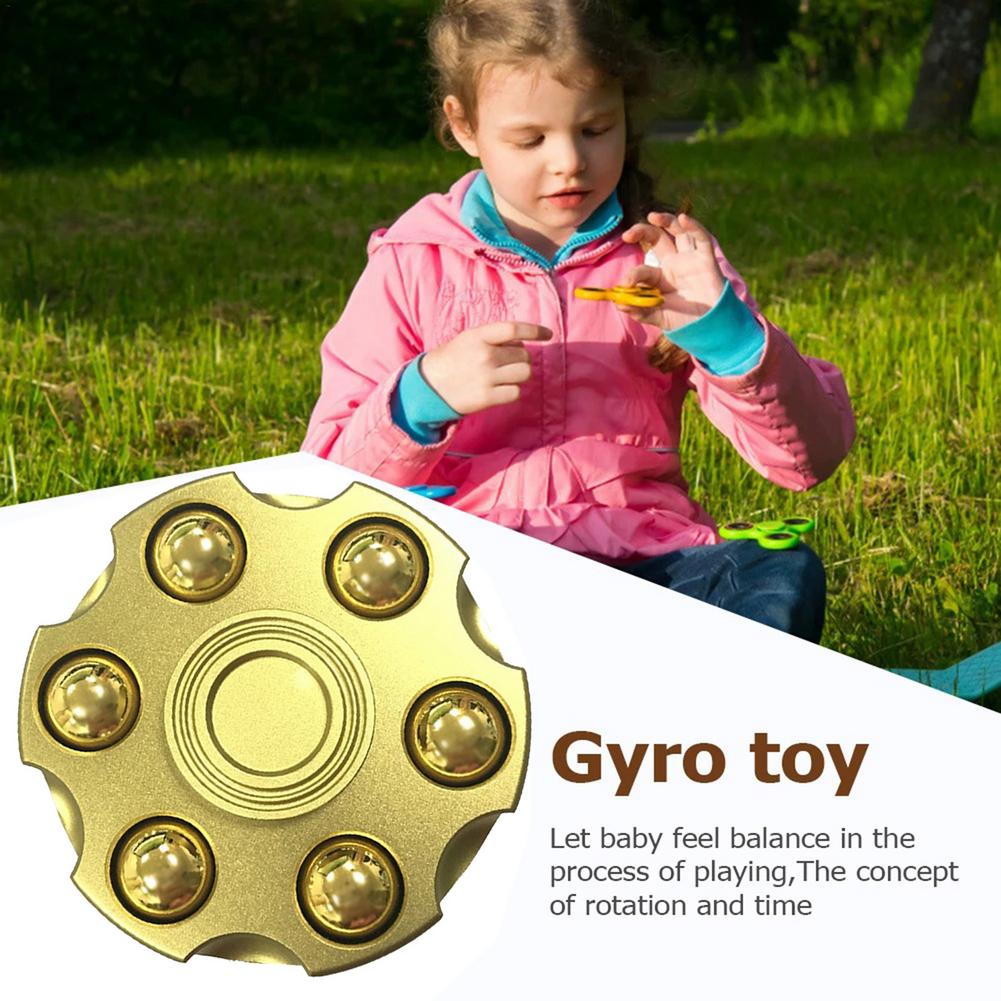 Unique Brass Gun Revolver Bullet Fidget Toy Spinner Copper Hand Spinners Detachable Rotating Sensory Finger Top For Kids Adults
