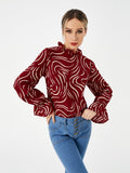 Ladies Graphic Casual Balloon Sleeve Shirt
