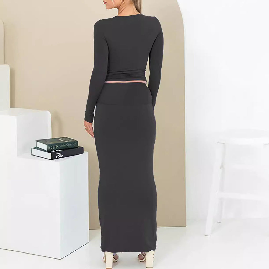Women's Autumn Pure Color Comfort Slim Fit Two-piece Suit
