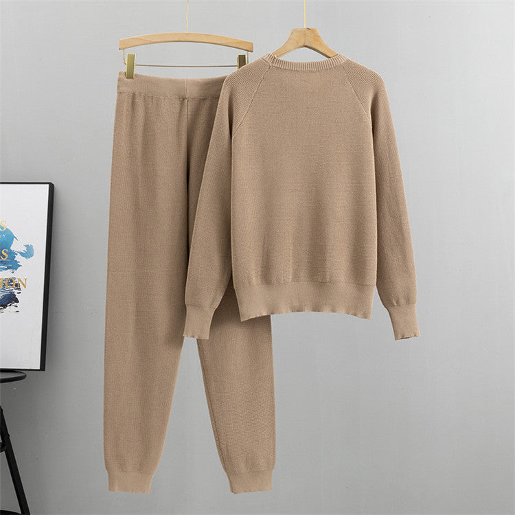Women's Beaded Knitted Sweater Pants Set