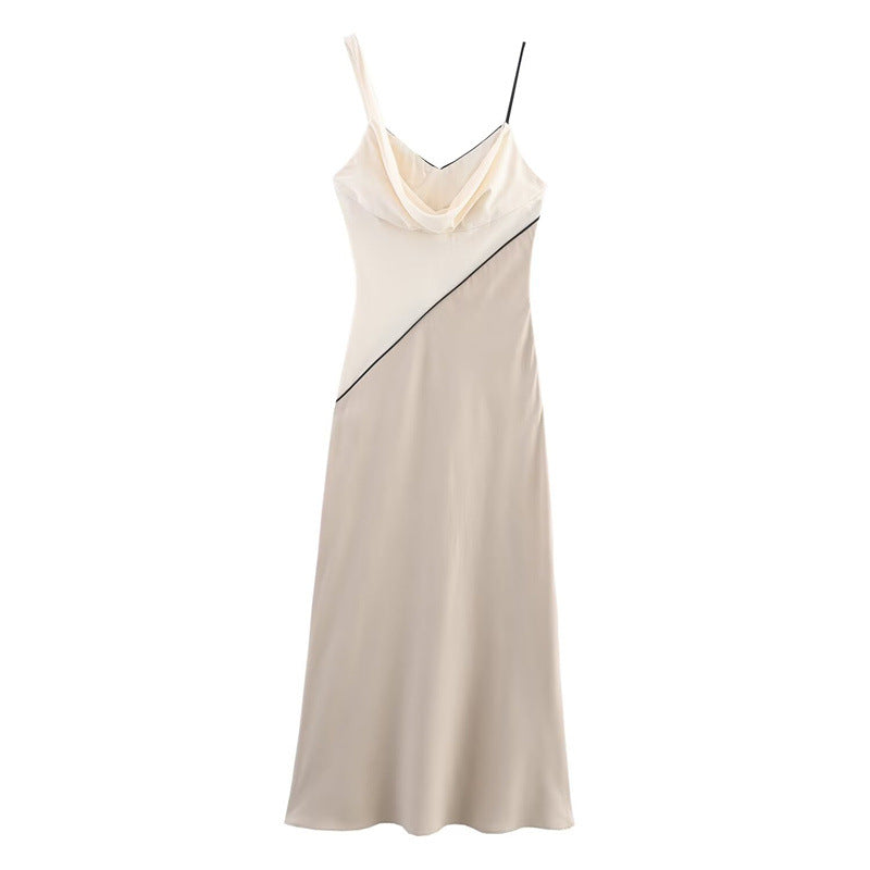New Summer Slim-fitting Patchwork Midi Skirt Sling Dress