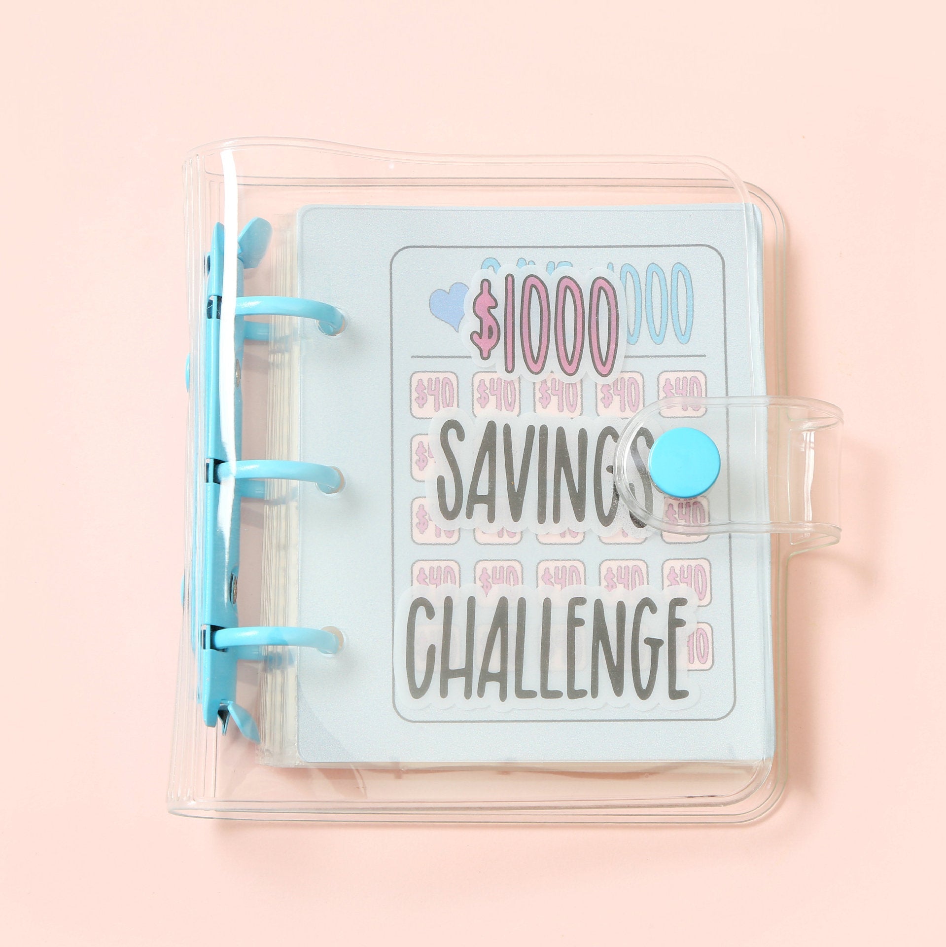 In Stock PVC3 Hole Mini Money Saving Challenge Loose-leaf Binder With Envelope SavingBinder Savings Storage Storage Book