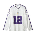 Digital Printed Long-sleeved T-shirt Jersey Contrast Color V-neck Top