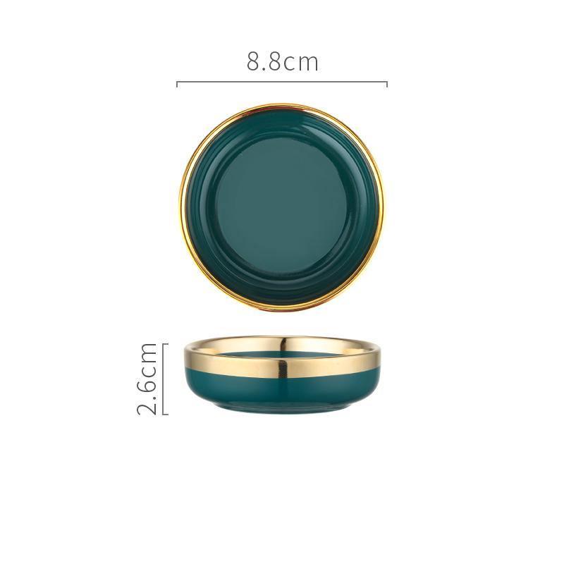 9 Piece Dinner Set, Green And Gold