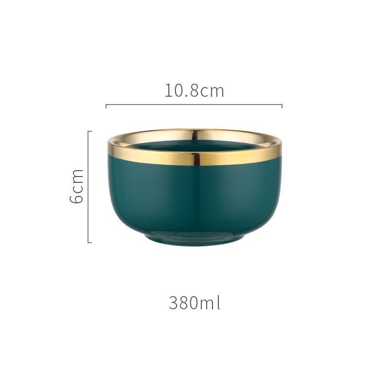 9 Piece Dinner Set, Green And Gold