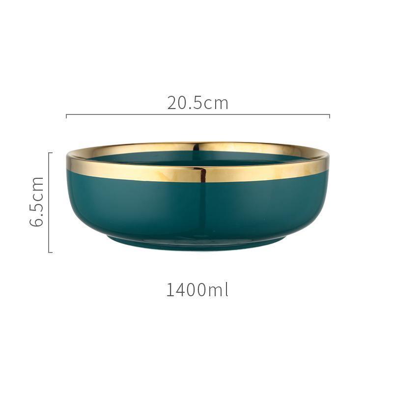 9 Piece Dinner Set, Green And Gold