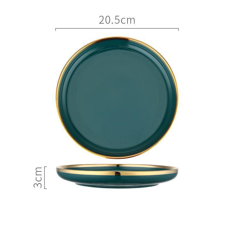 9 Piece Dinner Set, Green And Gold