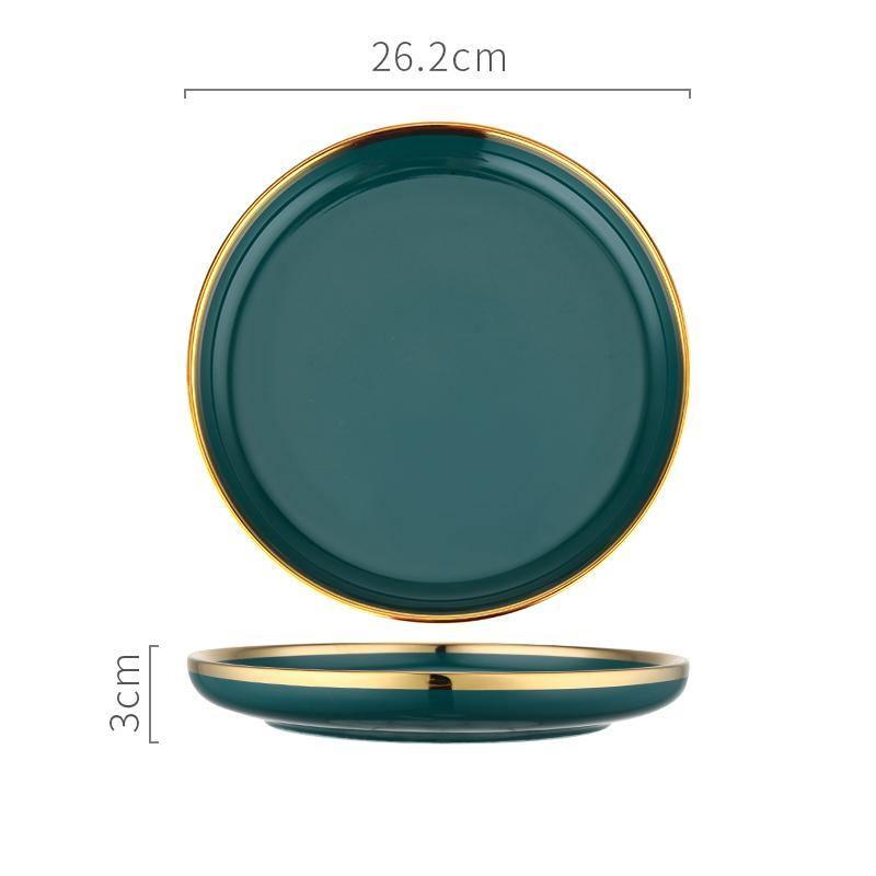 9 Piece Dinner Set, Green And Gold