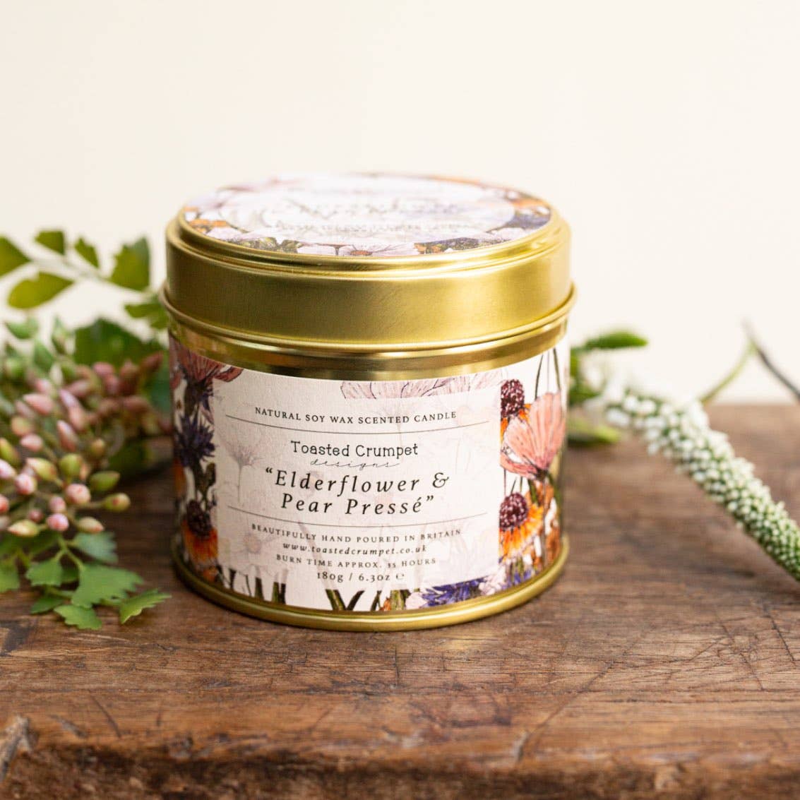 Elderflower & Pear Presse Candle in a Matt Gold Tin