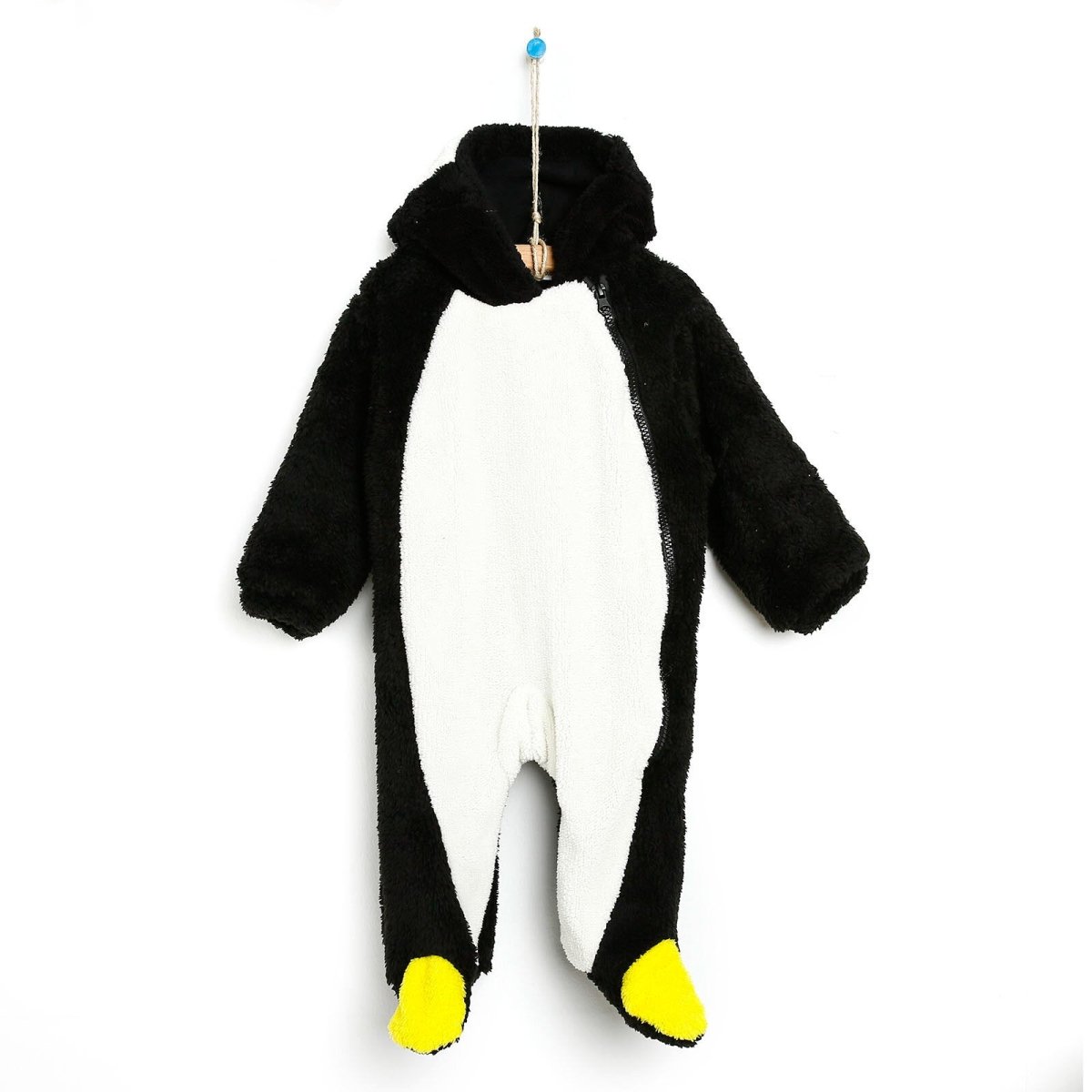 Midimod Newborn Welsoft Penguin Footed Jumpsuit - Black