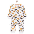 HelloBaby Boys Romper Zip-up Crew Neck Long Leg Long Sleeve - Ecru