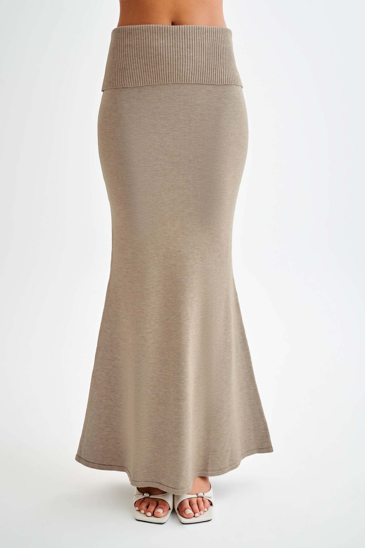 Knitted Sweater Turn Waist Mid-length Dress Set