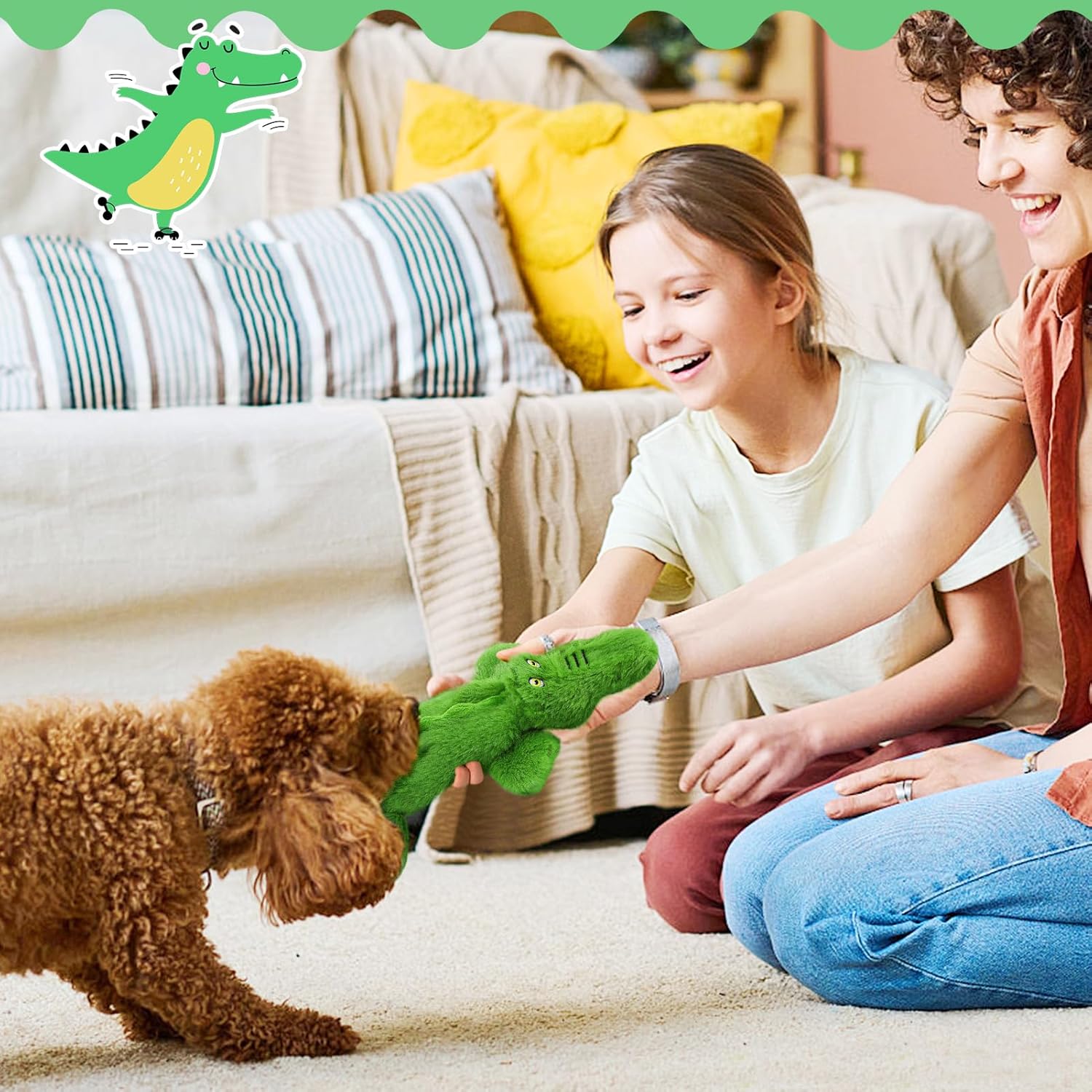Squeaky Dog Toy Tough No Stuffing Toys For Aggressive Chewers Small Medium Large Dogs Durable Crinkle Interactive Plush Puppy Toys For Birthday Gift