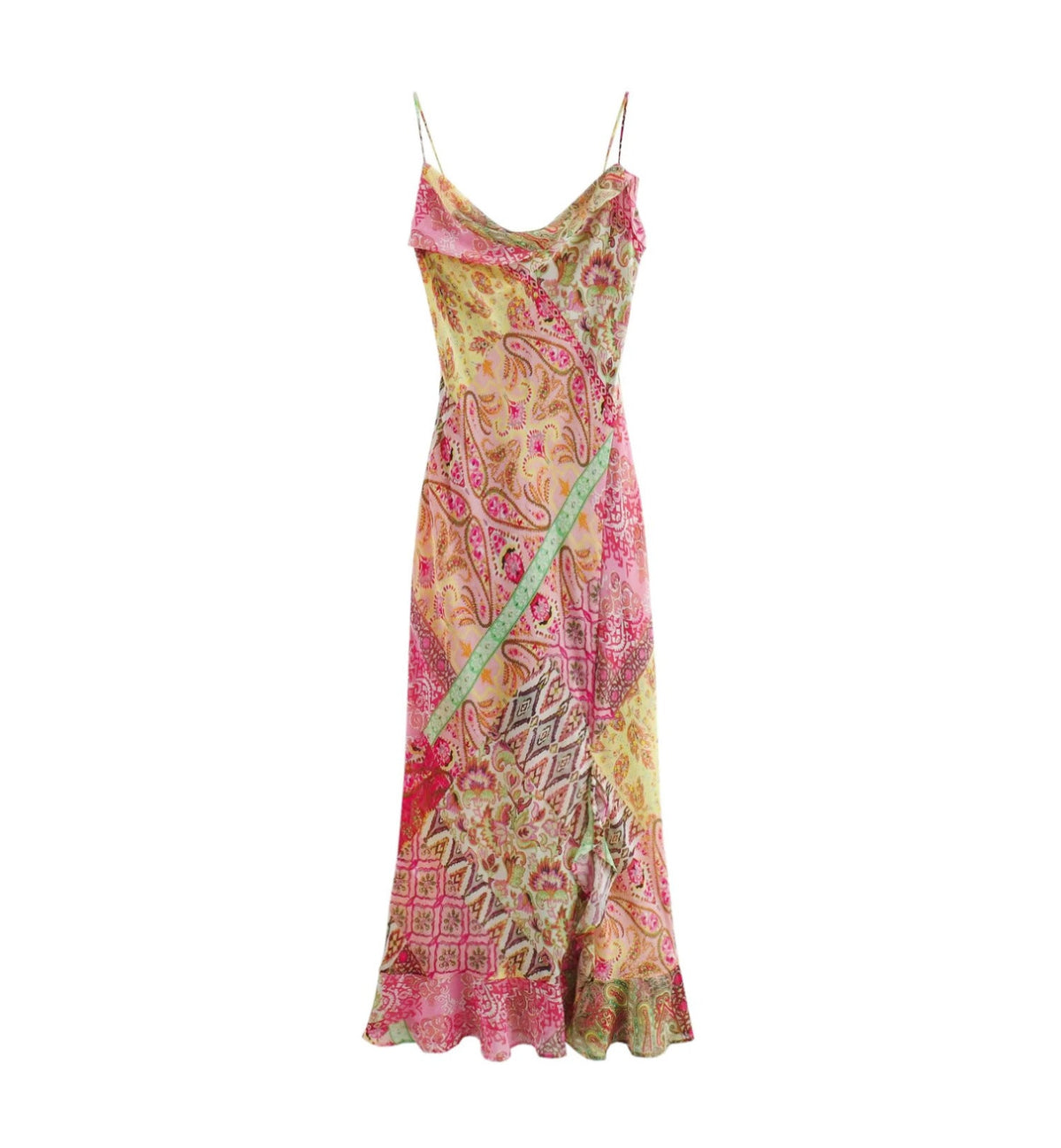 Summer New European And American Style Patchwork Printing Slip Dress