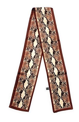 Short Skinny Scarf/Headscarf Bag Charm Vintage 20s Look - Brown Snake Skin Animal Print - 9.5cm Wide