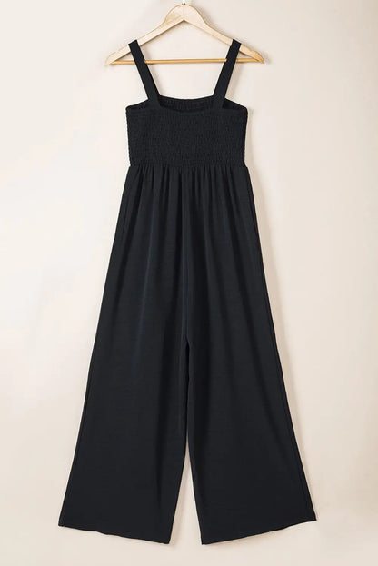 Smocked Square Neck Wide Leg Jumpsuit Women UK