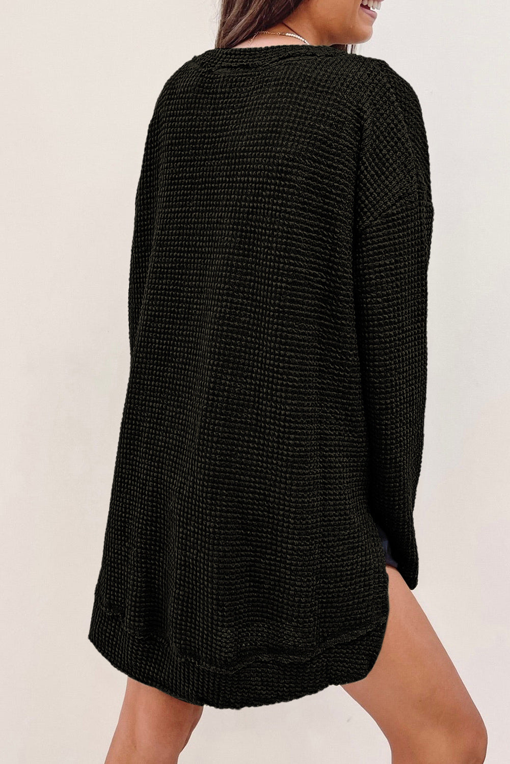 Moss Green Textured Knit Top | Plus Size Long Sleeve