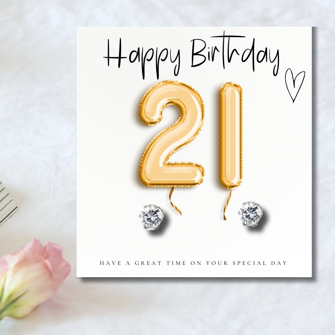 Small 21st Birthday Gold Balloon Hamper | Candle, Earrings, Chocolates