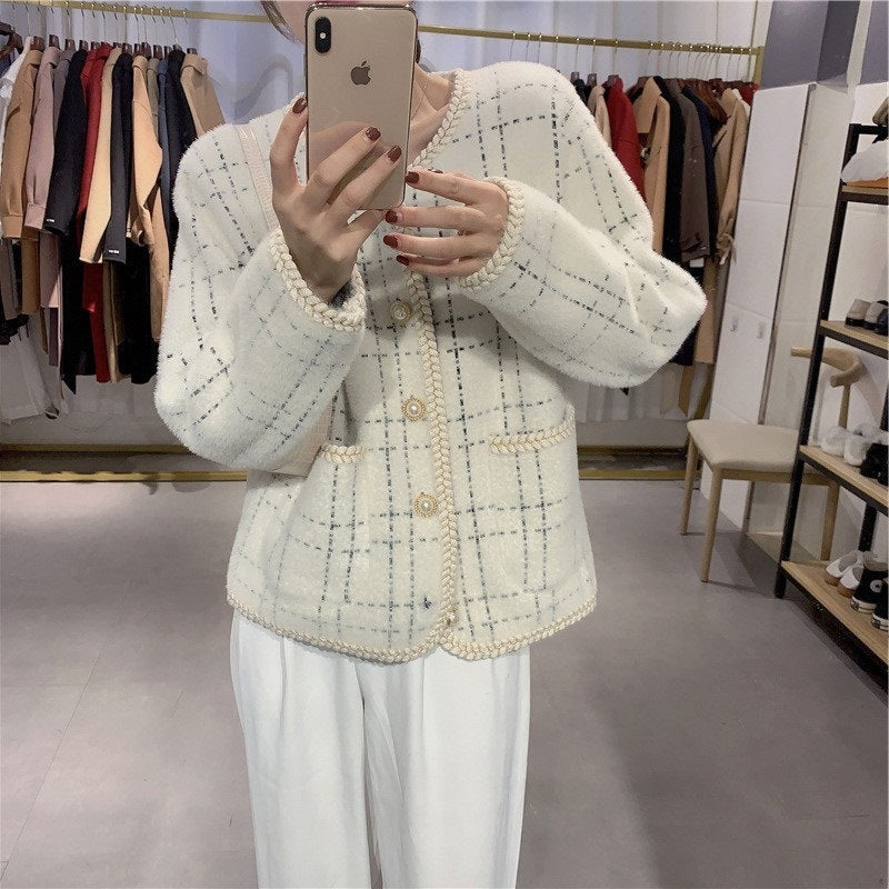 Classic Style Knitted Sweater Striped Loose All-match Women's Coat