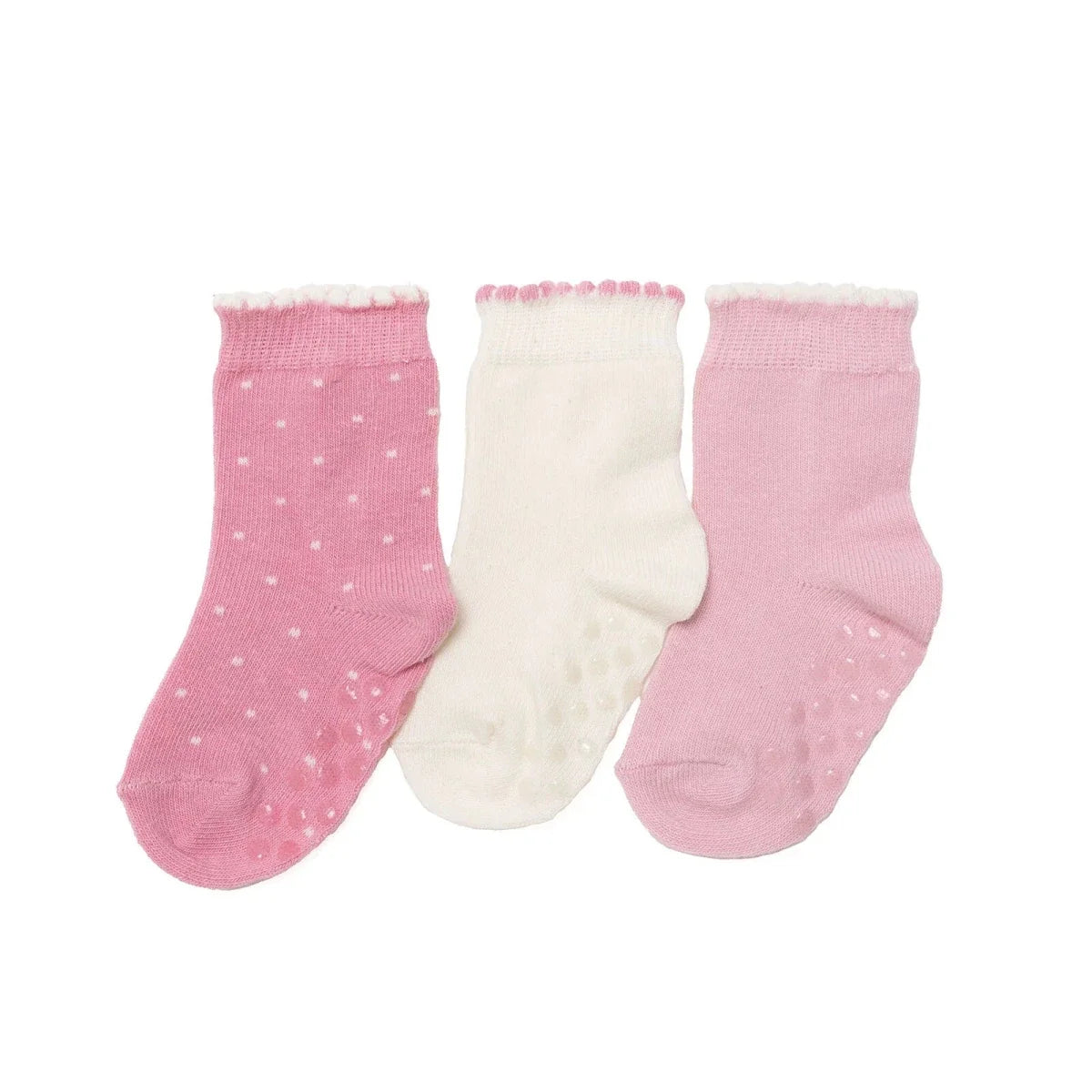 HelloBaby 3 Pack Polka Dot Non-Slip Baby Socks (Newborn to 4-5 Years)