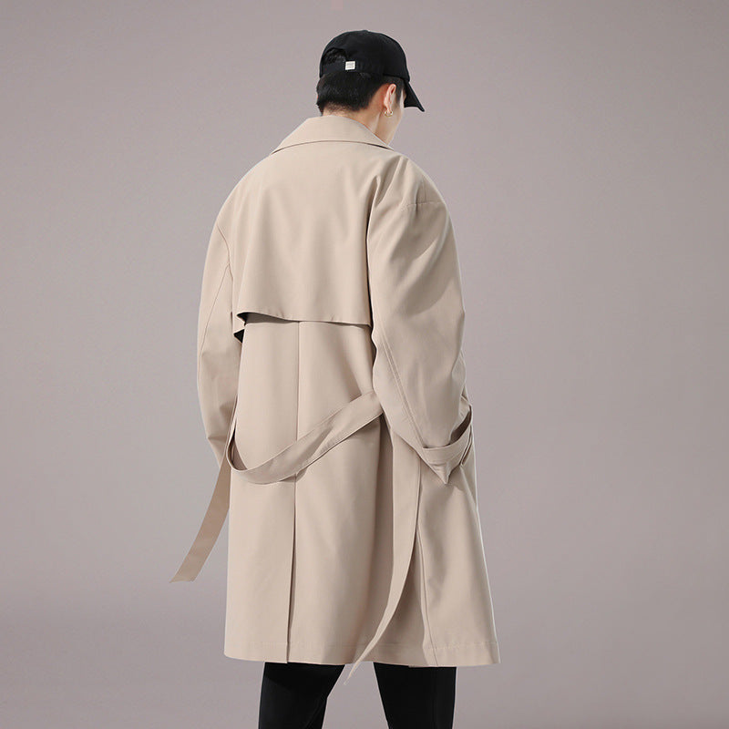 Men's British Style Khaki Long Trench Coat