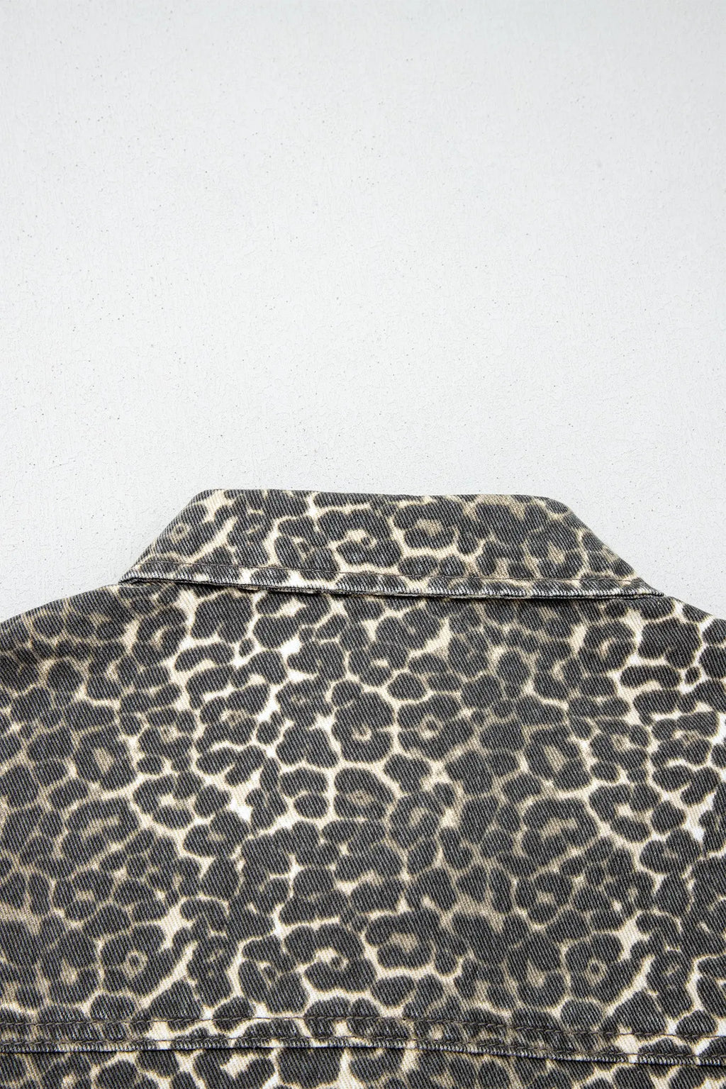 Gray Leopard Short Sleeve Denim Shirt Women UK