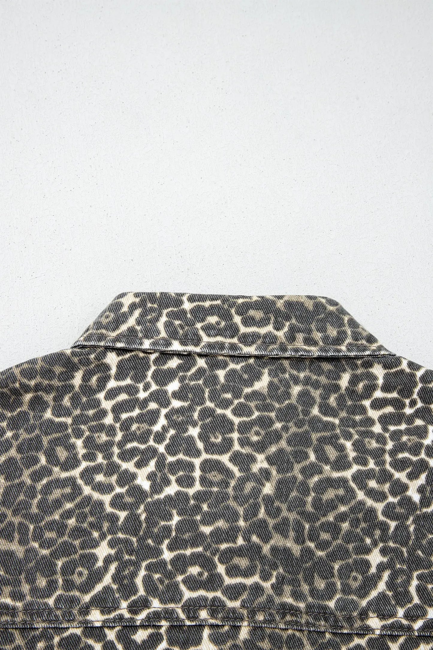 Gray Leopard Short Sleeve Denim Shirt Women UK