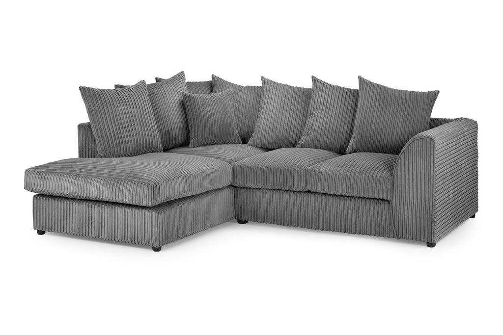 Harley Jumbo Grey Left-Hand Corner Sofa: Removable Foam Cushions, Solid Frame