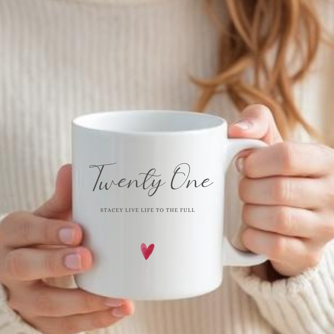 Personalised Twenty One Birthday Mug Gift | 21st Sister Friend Daughter