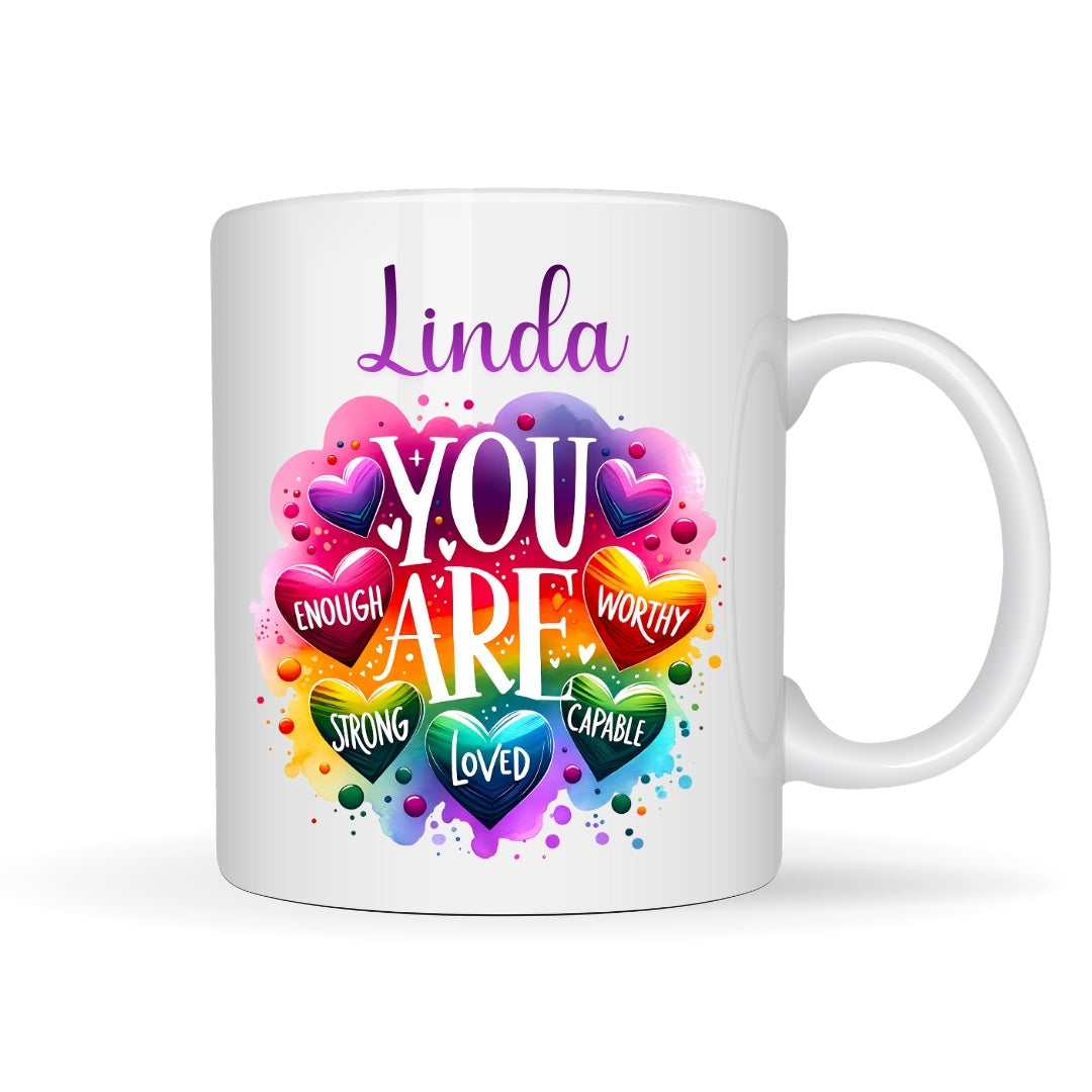 Personalised You Are Enough Affirmation Mug Gift | Sister Daughter Mum