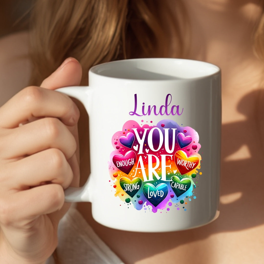 Personalised You Are Enough Affirmation Mug Gift | Sister Daughter Mum