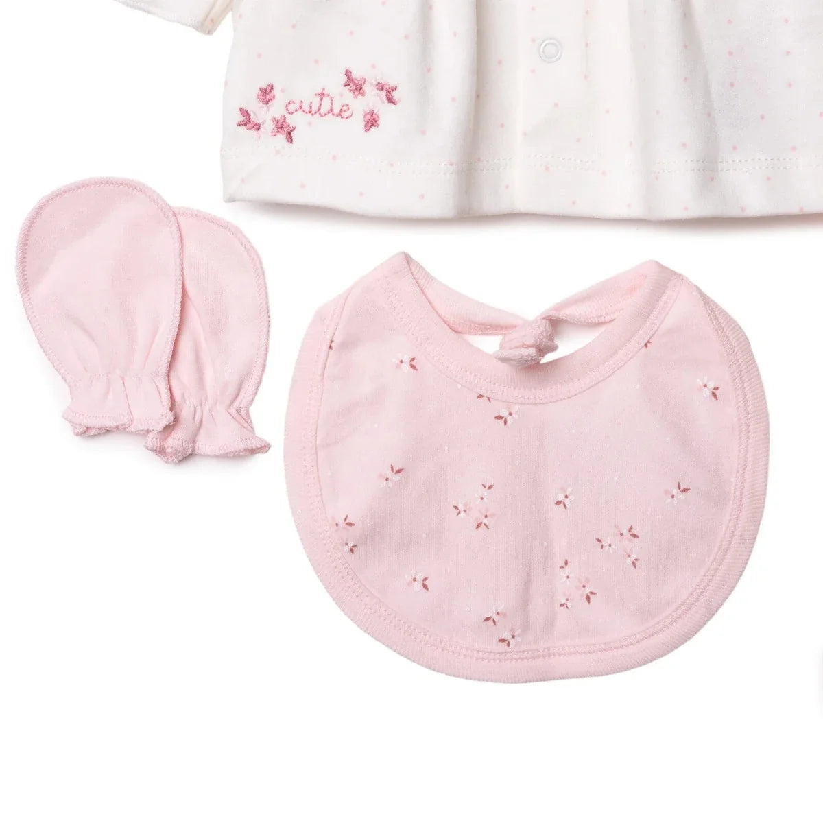 Bebetto 5 Piece "Cutie" Embroidered Baby Hospital Bag Set on a Hanger (Newborn)