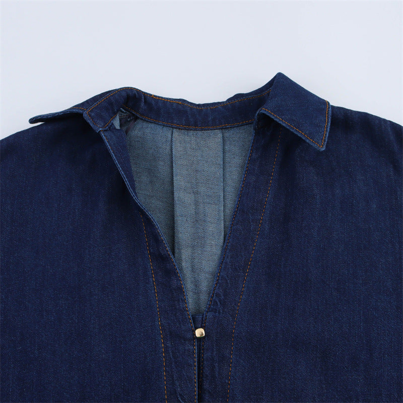 Women's Summer New Denim Shirt High Waist Jeans