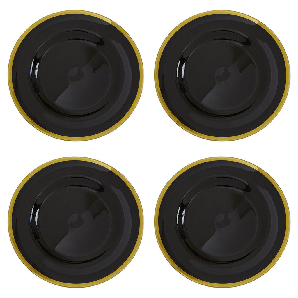 Set of Four Ida 33cm Dia Black Glass Charger Plates | Ida