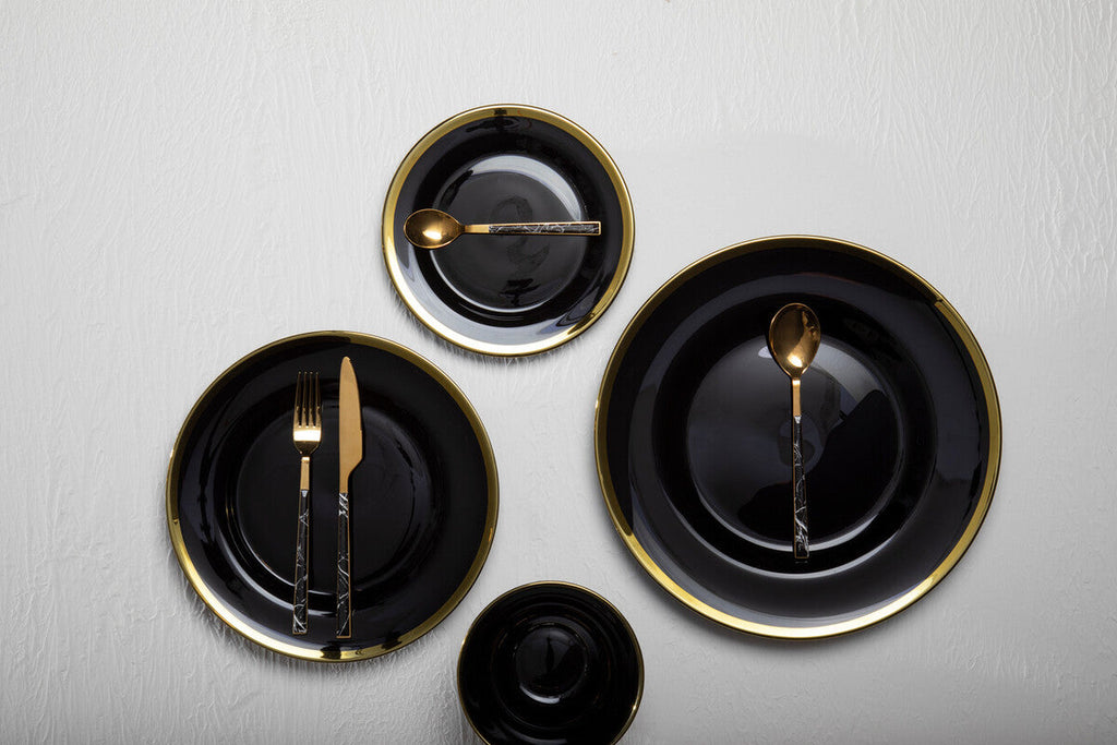 Set of Four Ida 33cm Dia Black Glass Charger Plates | Ida