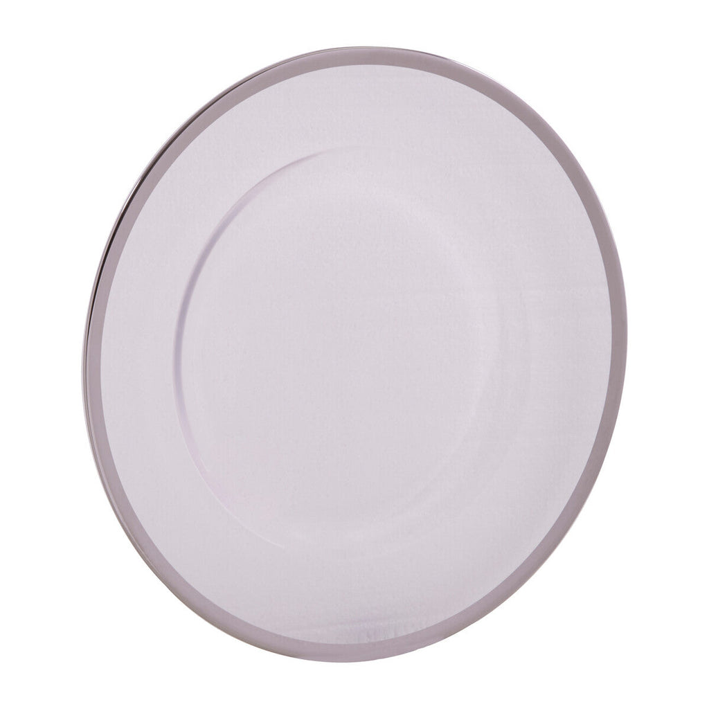 Set of Four 33cm Dia Plain Charger Plates with Silver Rims | Ida