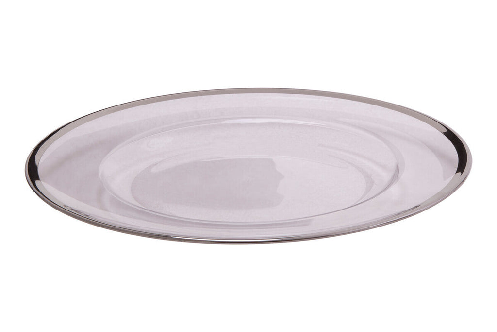 Set of Four 33cm Dia Plain Charger Plates with Silver Rims | Ida