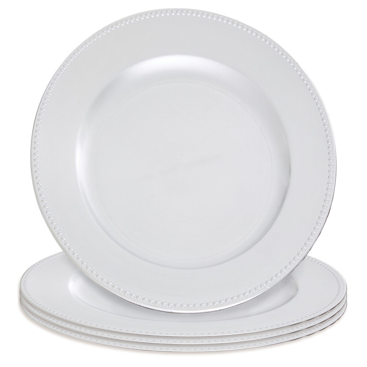 Dia Silver Charger Plate With Dotted Rim