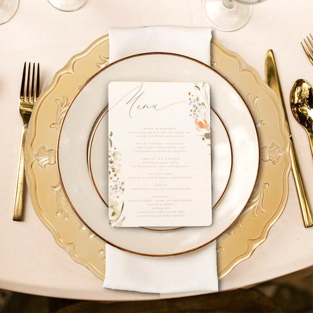 Set of Four 33cm Gold Finish Baroque Charger Plates | Dia