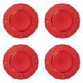 Set of Four 33cm Red Finish Baroque Charger Plates | Dia