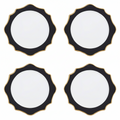 Set of 4 33cm White and Black Round Charger Plates | Dia