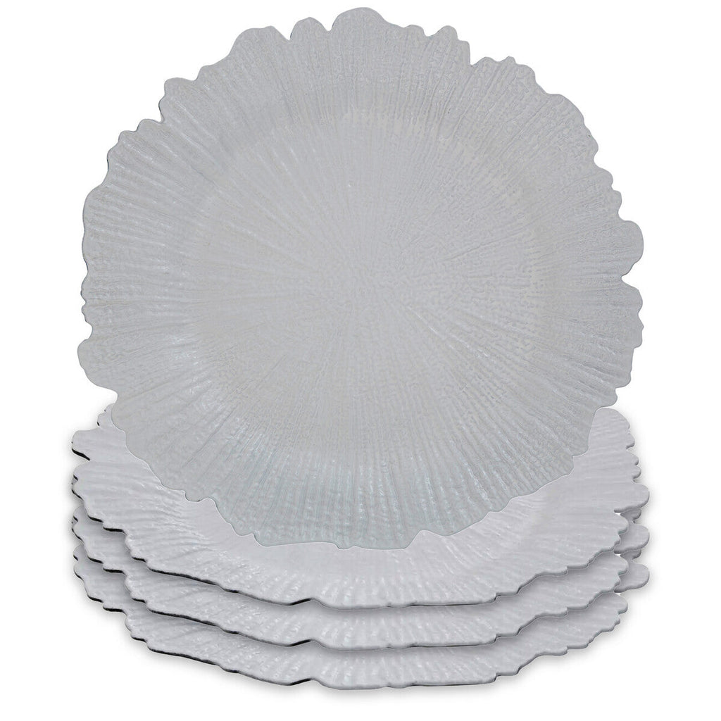 Set of Four 33cm White Reef Charger Plates | Dia
