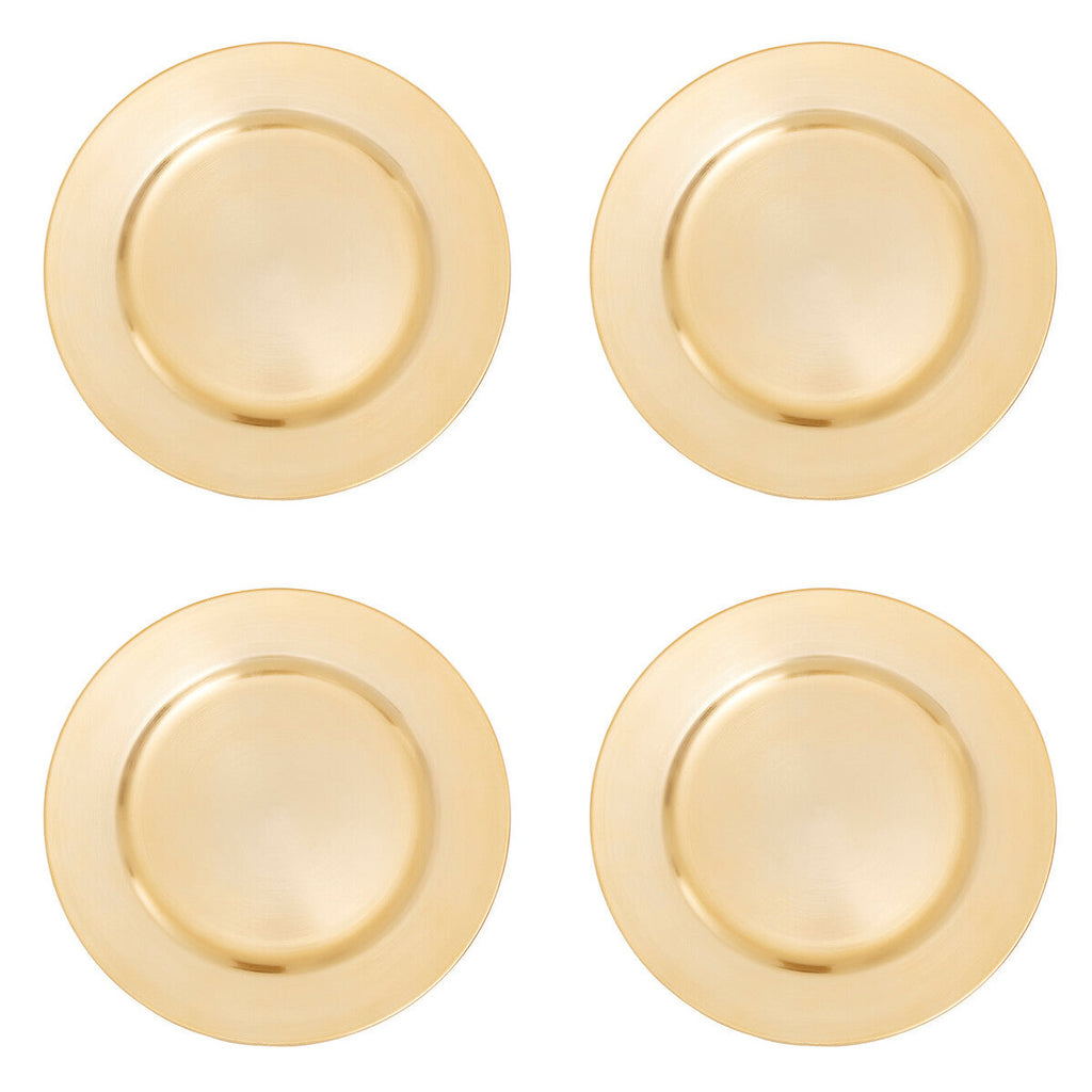 Set of Four 33cm Gold Finish Flat Style Charger Plates | Dia