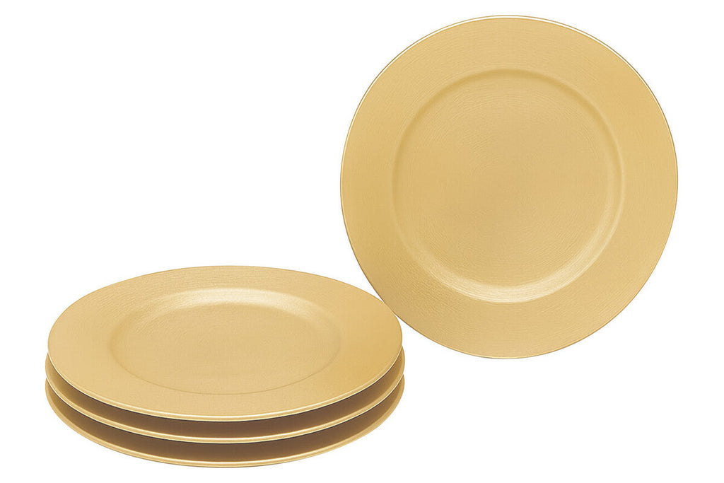 Set of Four 33cm Gold Finish Flat Style Charger Plates | Dia