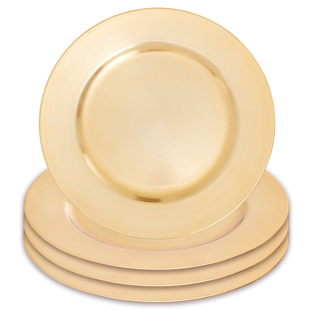 Set of Four 33cm Gold Finish Flat Style Charger Plates | Dia