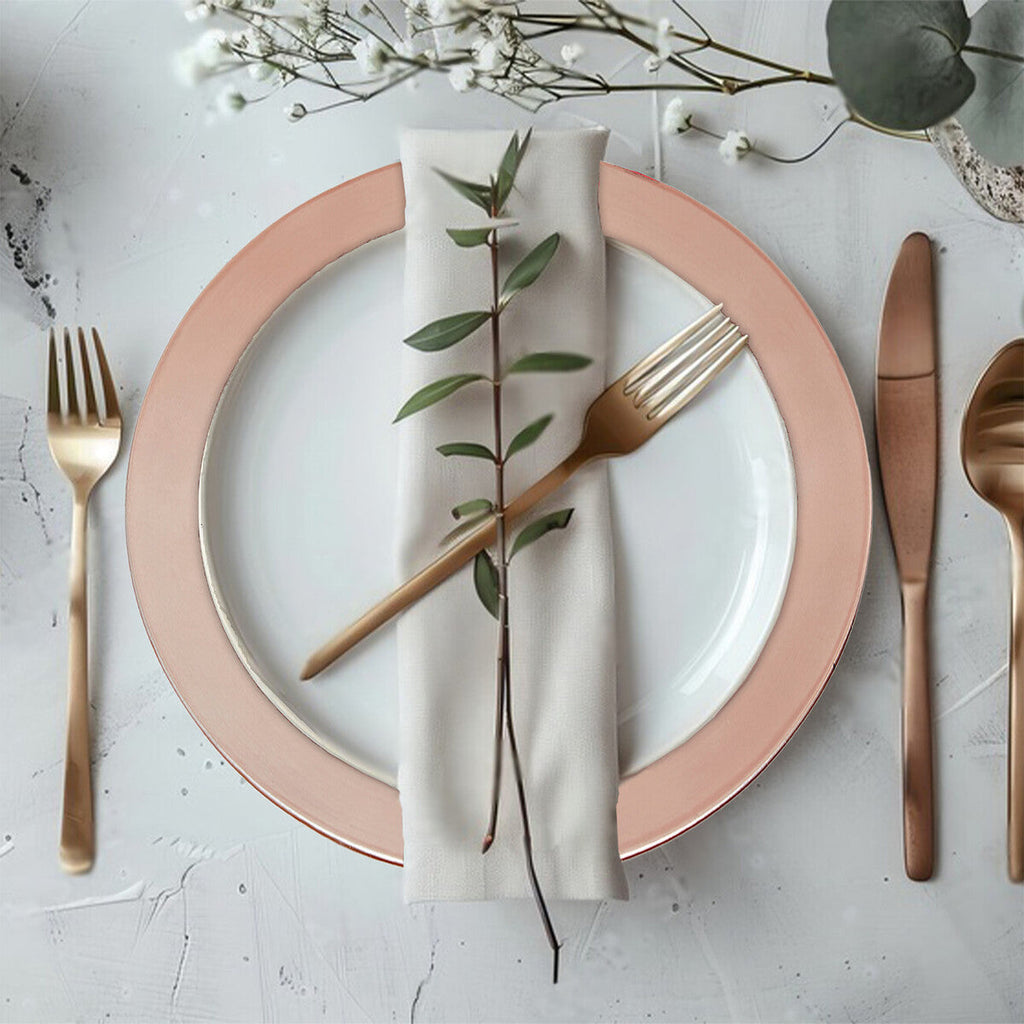 Set of Four 33cm Rose Gold Flat Style Charger Plates | Dia