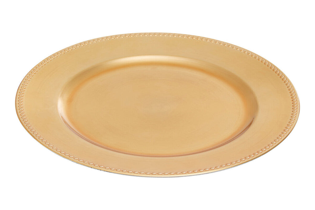 Set of 4 33cm Gold Finish Dotted Charger Plates | Dia