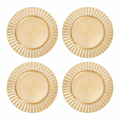 Set of Four 33cm Gold Finish Wave Rim Charger Plates | Dia
